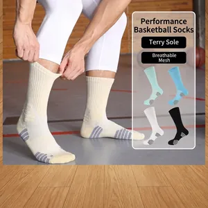 Detaillierte Ansicht der Basketball-Socken mit gepolsterter Sohle und atmungsaktivem Netzgewebe.