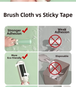 Comparison between reusable polyester lint brush and traditional sticky paper roller
