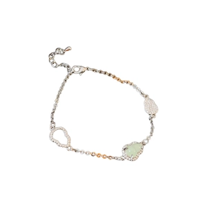Elegant silver zirconia hollow gourd bracelet with light green gemstone for women