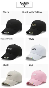 Collage of six embroidery baseball caps showing various colors and stitch details