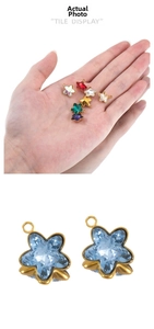 Macro shot of stainless steel star pendants with colorful crystals for DIY jewelry making