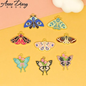 Zinc Alloy Enamel Butterfly Moth Charms For DIY Jewelry Making Colorful Insect Pendants For Earrings Necklaces Hair Craft