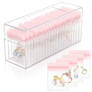 Clear Acrylic Jewelry Organizer Box With Anti-Oxidation PVC Sealed Bags For Earrings Necklaces Rings Portable Jewelry Storage Case