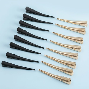 Minimalist brushed metal eagle beak hair clips in black and gold set of 16 pieces