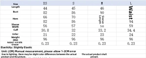 Detailed size chart for slim fit off-shoulder chiffon top including bust and waist metrics