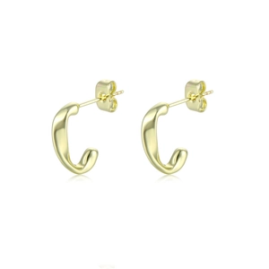 Elegant 18K gold plated S925 silver needle C-shaped hoop earrings on white background
