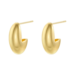 Polished 18K gold plated hollow teardrop stud earrings with a sleek minimalist design
