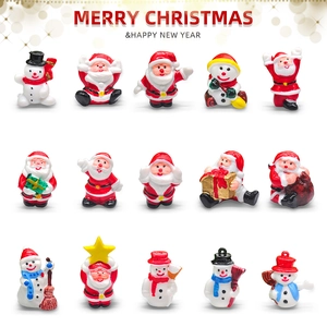 Miniature Christmas Ornaments Santa Claus Snowman Plastic Painted Figurines For Tabletop Micro Landscape DIY Decor