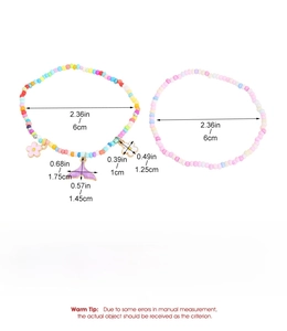 Detailed dimensions of Bohemian multi-layer anklet with turtle and fish tail pendants