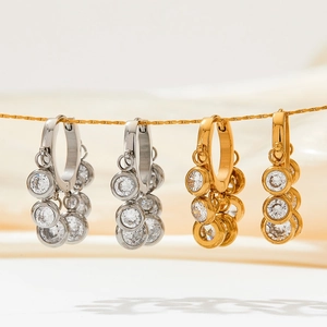 Elegant multi-layered zircon tassel earrings available in gold and silver luxury finishes