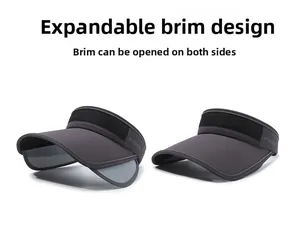 Detail showing retractable sun visor panels on grey sports hat for extended face protection