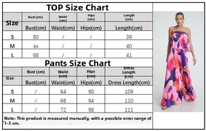 Tabella taglie per il set plissettato con top a fascia e pantaloni svasati a fiori