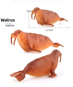 Detailed walrus animal figure toy with realistic texture and dimension markings