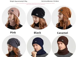 Ensemble bonnet en tricot et cache-col en plusieurs couleurs avec doublure polaire
