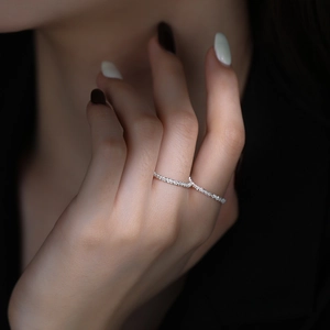 Elegant S925 sterling silver sparkling stackable rings on finger for women