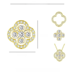 Technical dimensions and specifications for the golden clover pendant with zircon inlay