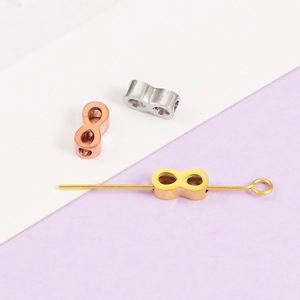 Perline A Foro Piccolo Con Simbolo Dell'infinito In Acciaio Inossidabile Connettore A Doppio Foro Figura Otto Per Creazione Gioielli DIY Lucidato A Specchio