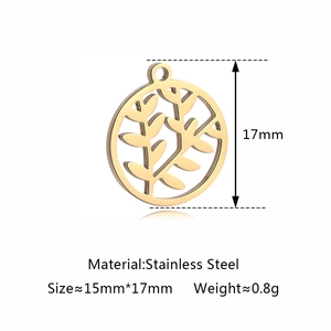 Gold hollow leaf lotus pendant in stainless steel with 15mm mirror polished finish