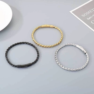 Juego de pulseras de cadena de hueso de dragón 4mm en oro, plata y negro con cierre de enchufe