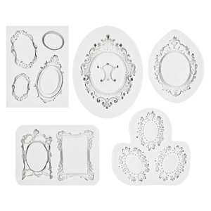 Lot de 5 moules en silicone de style baroque pour décoration de gâteaux et cadres