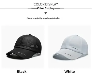 Detail of breathable mesh fabric on KAIRUI baseball caps in black and white colors