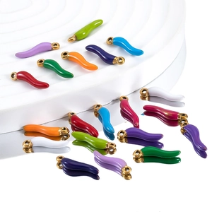 Stainless Steel Chili Pendants Colorful Enamel Pepper Charms For DIY Jewelry Making Earrings Necklace Keychain Accessories