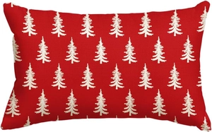 Red Christmas linen pillowcase featuring a festive white pine tree pattern for sofa decor