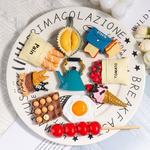 3D Resin Refrigerator Magnets Nordic Style Simulation Food Bread Fruit Novelty Kitchen Decoration Accessory