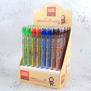 Detailed display of monkey-themed multi-functional non-sharpening pencils in a 48-count box