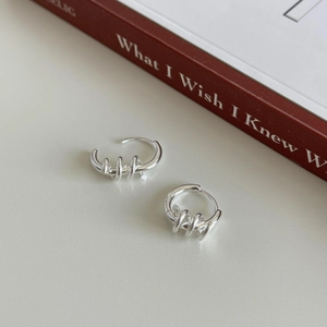 Minimalist 925 sterling silver hoop earrings with a unique twisted multi-layer design