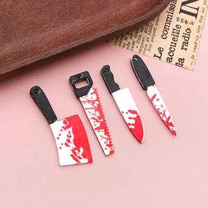 Lot de breloques Halloween en acrylique avec couteaux ensanglantés pour bijoux DIY