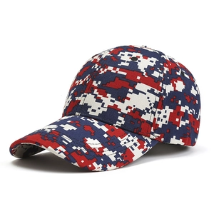Red, white and blue digital camouflage baseball cap for outdoor sun protection