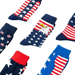 American flag cotton socks with eagle patterns and stars in red, white and blue