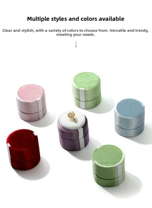 Boîtes à bijoux cylindriques en velours multicolore avec ruban élégant et fentes