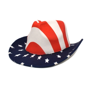Chapeau de cowboy classique drapeau américain avec rayures rouges et bord bleu étoilé