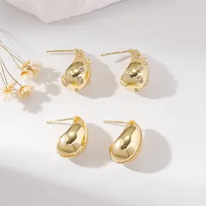 Golden heart-shaped zircon earrings and minimalist water drop studs set for women