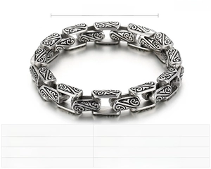 Detail of vintage patterned titanium steel tank bracelet measuring 215mm x 11mm for men