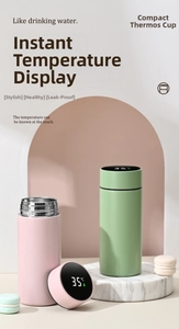 Smart 316 stainless steel vacuum flask with LCD temperature display and matte finish