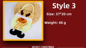 Detailed dimensions for green sequin Christmas reindeer gift bag style 37x20cm