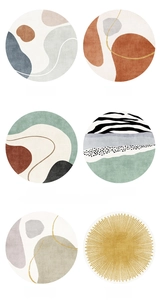 Six tapis ronds de luxe avec des motifs d'art abstrait moderne pour décoration intérieure
