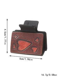 Pince à cheveux noire en cuir style western avec motif cœur et dimensions