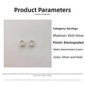 Detailed close-up of S925 sterling silver hoop earrings with dangling ring ornaments