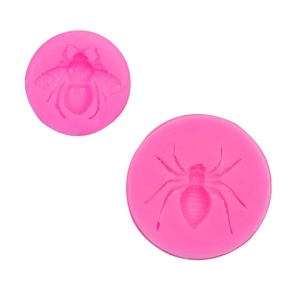 Rosa Silikonformen mit Bienen- und Spinnenrelief für Schokolade, Fondant und DIY-Ton