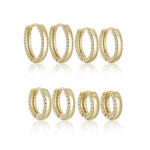 S925 Sterling Silver Micro Inlaid Zirconia Hoop Earrings Minimalist Geometric Round Earrings For Women Daily Wear Jewelry Gift