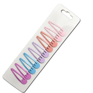Lot de 10 barrettes BB colorées en forme de goutte en teintes pastel sur carte