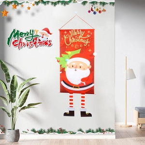 Detail of Santa Claus hanging banner with leg drop design for Christmas wall decor
