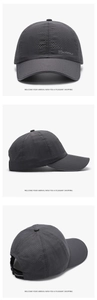 Three-angle view of a dark grey breathable mesh baseball cap with side KAIRUI logo