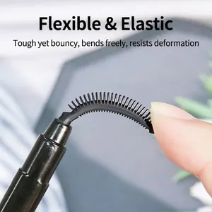 Flexible silicone mascara brush with high elasticity and soft bristles for eye makeup