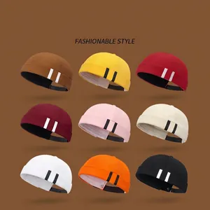 Unisex docker hats in nine assorted colors with double side stripe decorative details