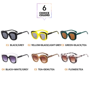 Detail grid showing six color options for oversized street style fashion sunglasses